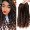 Qp hairMONIXI Synthetic Hair Extension Goddess Faux Locs Culry Braid Crochet Hair Braids 16 20inch Soft Natural Black Braiding