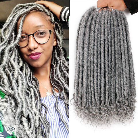 Qp hairMONIXI Synthetic Hair Extension Goddess Faux Locs Culry Braid Crochet Hair Braids 16 20inch Soft Natural Black Braiding