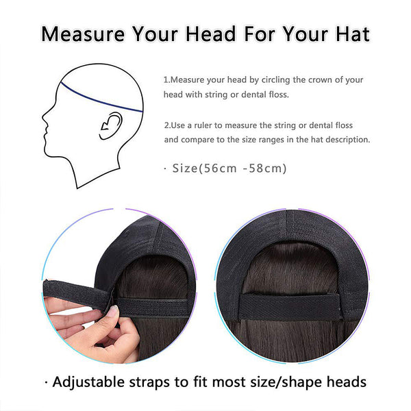 Qp hairMONIXI Synthetic Hat with Wigs Short Straight Bob Wig Sun Hat with Hair Baseball Cap for Women Daily Use Heat Resistant Wig