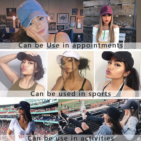 Qp hairMONIXI Synthetic Hat with Wigs Short Straight Bob Wig Sun Hat with Hair Baseball Cap for Women Daily Use Heat Resistant Wig