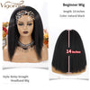 Qp hairMONIXI Synthetic Kinky Straight Headband Wigs for Black Women 14 Inch Synthetic Headband Wig Yaki Straight Hair Easy to Wear