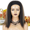 Qp hairMONIXI Synthetic Kinky Straight Headband Wigs for Black Women 14 Inch Synthetic Headband Wig Yaki Straight Hair Easy to Wear