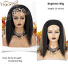 Qp hairMONIXI Synthetic Kinky Straight Headband Wigs for Black Women 14 Inch Synthetic Headband Wig Yaki Straight Hair Easy to Wear