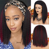 Qp hairMONIXI Synthetic Kinky Straight Headband Wigs for Black Women 14 Inch Synthetic Headband Wig Yaki Straight Hair Easy to Wear