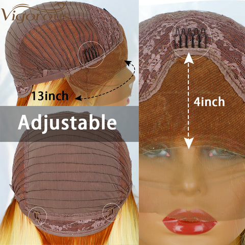 Qp hairMONIXI Synthetic Lace Front Wig Long Straight Wigs for Black Women Free Part Lace Wigs Ombre Blonde Synthetic Fake Hair