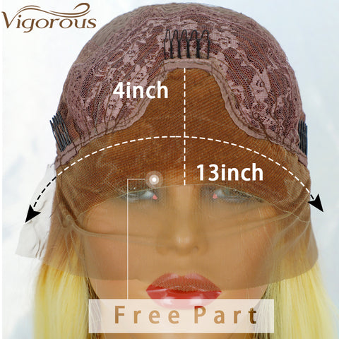 Qp hairMONIXI Synthetic Lace Front Wig Long Straight Wigs for Black Women Free Part Lace Wigs Ombre Blonde Synthetic Fake Hair