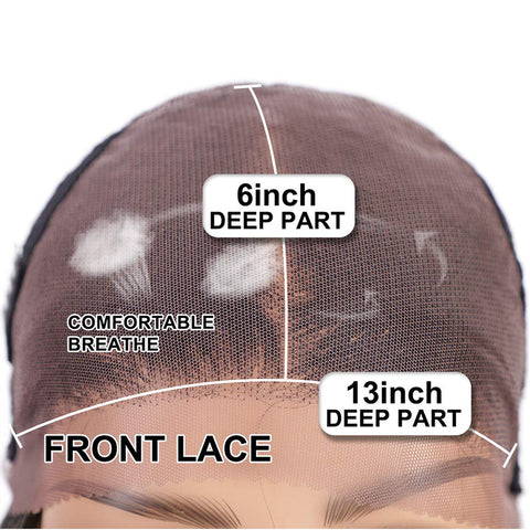 Qp hairMONIXI Synthetic Lace Front Wigs Long Curly Black To Brown Wigs for Women Ombre Brown Lace Wigs Heat Resistant Fiber Daily Use