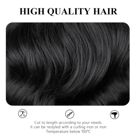 Qp hairMONIXI Synthetic Long Body Wave Wig Black for Women Daily Party Used And Heat Resistant with Middle Part Wigs Looks Natural