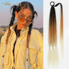 Qp hairMONIXI Synthetic Long Braided Ponytail 26 Inch Wrap Around Ponytail with Hair Rope Ring DIY Braided Hair Pieces for Women