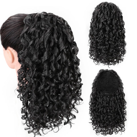 Qp hairMONIXI Synthetic Long Curly Ponytail Drawstring Puff Ponytail Hair Extension Clip in Pony Tail African American Hair Extension