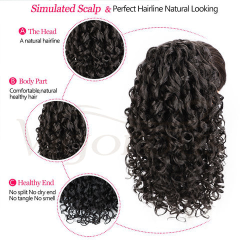 Qp hairMONIXI Synthetic Long Curly Ponytail Drawstring Puff Ponytail Hair Extension Clip in Pony Tail African American Hair Extension