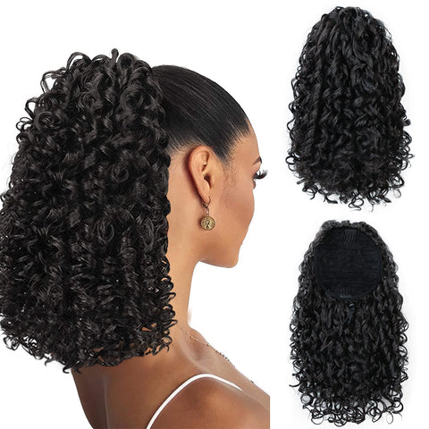 Qp hairMONIXI Synthetic Long Curly Ponytail Drawstring Puff Ponytail Hair Extension Clip in Pony Tail African American Hair Extension