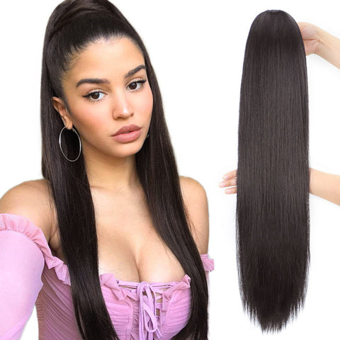 Qp hairMONIXI Synthetic Long Drawstring Kinky Curly Ponytail for Women Clip in Hair Extension Hair Heat Resistant