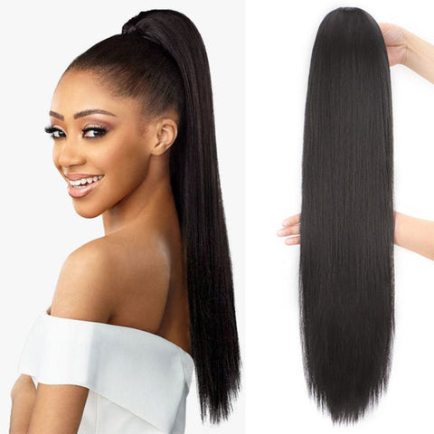 Qp hairMONIXI Synthetic Long Drawstring Kinky Curly Ponytail for Women Clip in Hair Extension Hair Heat Resistant