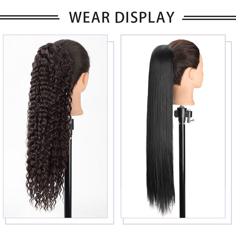 Qp hairMONIXI Synthetic Long Drawstring Kinky Curly Ponytail for Women Clip in Hair Extension Hair Heat Resistant