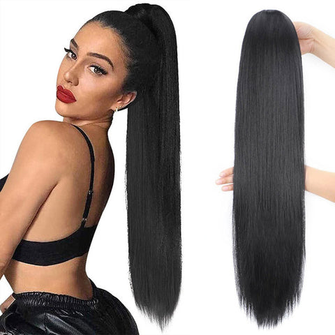 Qp hairMONIXI Synthetic Long Drawstring Kinky Curly Ponytail for Women Clip in Hair Extension Hair Heat Resistant