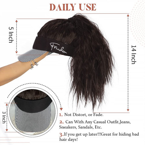 Qp hairMONIXI Synthetic Long Kinky Curly Hairpiece  Ponytail Extension Hat Ponytail Extension with Cap High Ponytail for Women