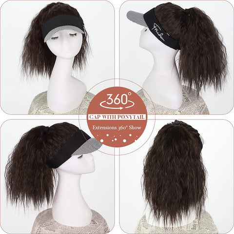 Qp hairMONIXI Synthetic Long Kinky Curly Hairpiece  Ponytail Extension Hat Ponytail Extension with Cap High Ponytail for Women