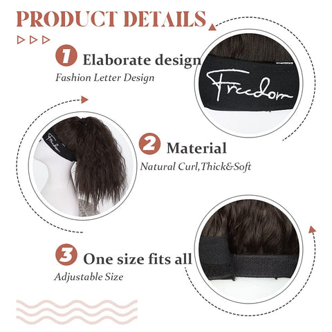 Qp hairMONIXI Synthetic Long Kinky Curly Hairpiece  Ponytail Extension Hat Ponytail Extension with Cap High Ponytail for Women