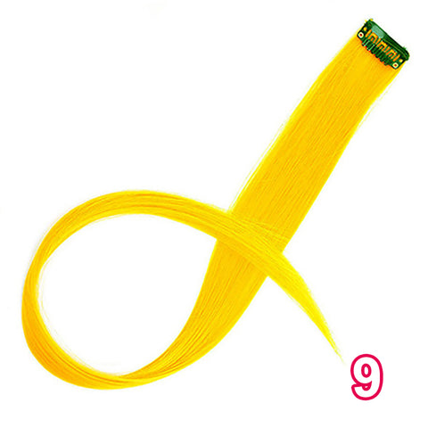 Qp hairMONIXI Synthetic Long Straight Clip In One Piece Hair Extensions 20 Inch Synthetic Two Tone Fake Hair for Women Girls