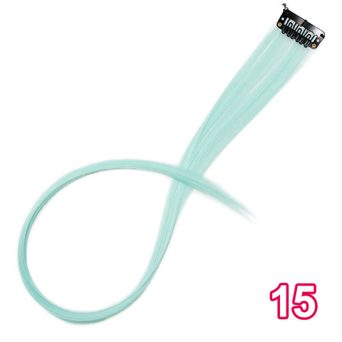 Qp hairMONIXI Synthetic Long Straight Clip In One Piece Hair Extensions 20 Inch Synthetic Two Tone Fake Hair for Women Girls