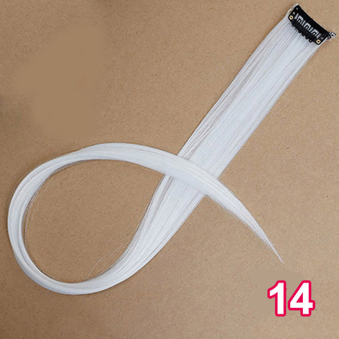 Qp hairMONIXI Synthetic Long Straight Clip In One Piece Hair Extensions 20 Inch Synthetic Two Tone Fake Hair for Women Girls