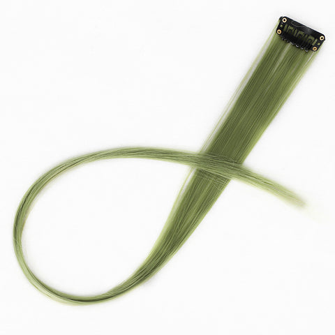 Qp hairMONIXI Synthetic Long Straight Clip In One Piece Hair Extensions 20 Inch Synthetic Two Tone Fake Hair for Women Girls