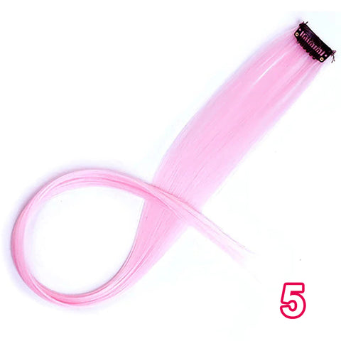 Qp hairMONIXI Synthetic Long Straight Clip In One Piece Hair Extensions 20 Inch Synthetic Two Tone Fake Hair for Women Girls