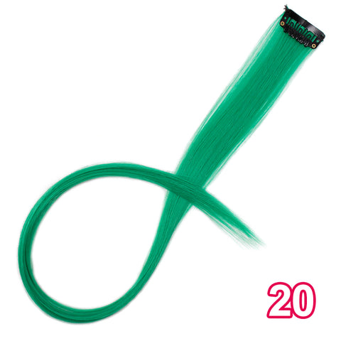 Qp hairMONIXI Synthetic Long Straight Clip In One Piece Hair Extensions 20 Inch Synthetic Two Tone Fake Hair for Women Girls