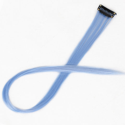 Qp hairMONIXI Synthetic Long Straight Clip In One Piece Hair Extensions 20 Inch Synthetic Two Tone Fake Hair for Women Girls