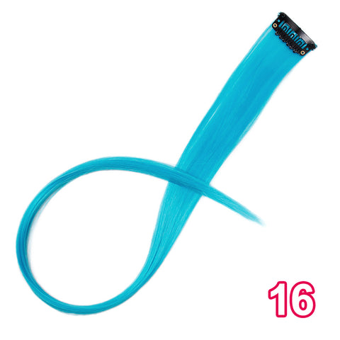 Qp hairMONIXI Synthetic Long Straight Clip In One Piece Hair Extensions 20 Inch Synthetic Two Tone Fake Hair for Women Girls