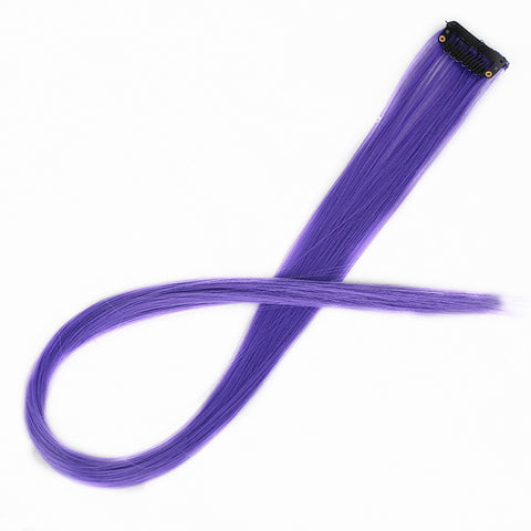 Qp hairMONIXI Synthetic Long Straight Clip In One Piece Hair Extensions 20 Inch Synthetic Two Tone Fake Hair for Women Girls