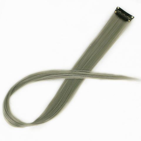 Qp hairMONIXI Synthetic Long Straight Clip In One Piece Hair Extensions 20 Inch Synthetic Two Tone Fake Hair for Women Girls