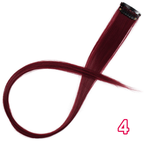 Qp hairMONIXI Synthetic Long Straight Clip In One Piece Hair Extensions 20 Inch Synthetic Two Tone Fake Hair for Women Girls