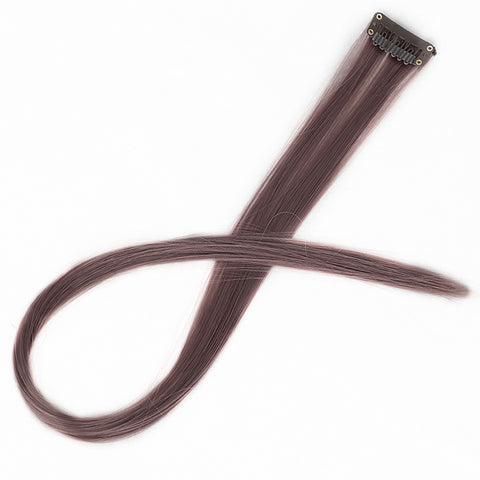 Qp hairMONIXI Synthetic Long Straight Clip In One Piece Hair Extensions 20 Inch Synthetic Two Tone Fake Hair for Women Girls