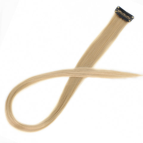 Qp hairMONIXI Synthetic Long Straight Clip In One Piece Hair Extensions 20 Inch Synthetic Two Tone Fake Hair for Women Girls