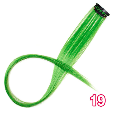 Qp hairMONIXI Synthetic Long Straight Clip In One Piece Hair Extensions 20 Inch Synthetic Two Tone Fake Hair for Women Girls