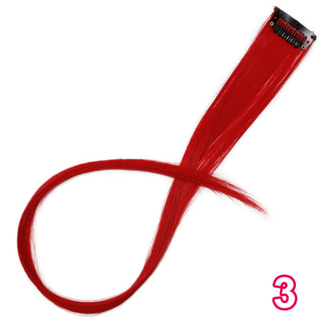 Qp hairMONIXI Synthetic Long Straight Clip In One Piece Hair Extensions 20 Inch Synthetic Two Tone Fake Hair for Women Girls