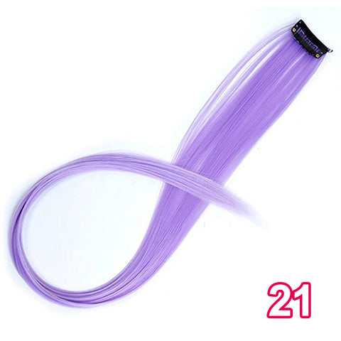 Qp hairMONIXI Synthetic Long Straight Clip In One Piece Hair Extensions 20 Inch Synthetic Two Tone Fake Hair for Women Girls