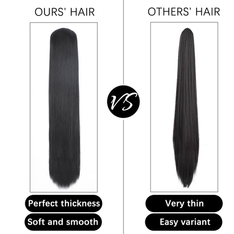 Qp hairMONIXI Synthetic Long Straight Ponytail 30inch Synthetic Drawstring Ponytail  Clip in Hair Ponytail for Black Women
