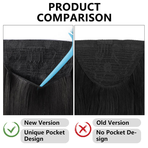 Qp hairMONIXI Synthetic Long Straight  Ponytail Hair Wrap Around Ponytail Clip-on Hair Extensions Natural Black Hairpiece ponytail