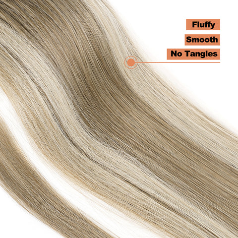 Qp hairMONIXI Synthetic Long Straight Ponytail Wrap Around Clip in Hair Extensions for Women Natural Mix Blonde Pony Hairpiece