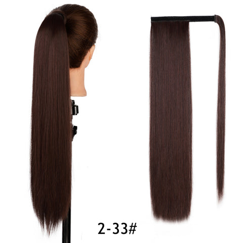 Qp hairMONIXI Synthetic Long Straight Synthetic Wrap Around Clip In Ponytail Hair Extension Heat Resistant Ponytail Fake Hair