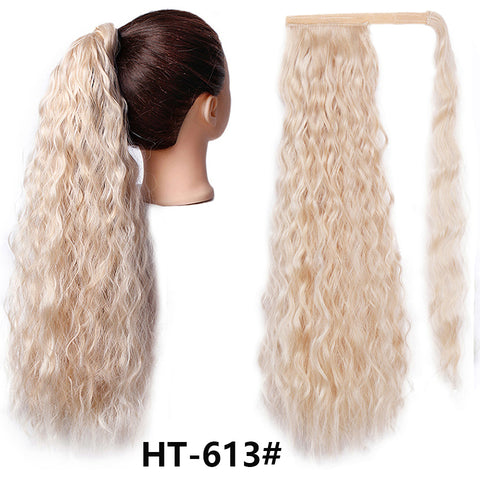 Qp hairMONIXI Synthetic Long Straight Synthetic Wrap Around Clip In Ponytail Hair Extension Heat Resistant Ponytail Fake Hair