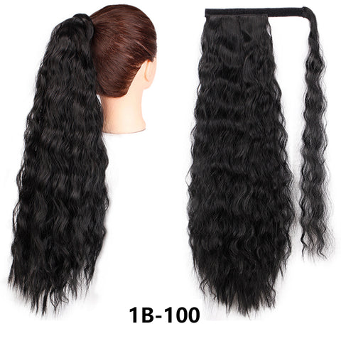 Qp hairMONIXI Synthetic Long Straight Synthetic Wrap Around Clip In Ponytail Hair Extension Heat Resistant Ponytail Fake Hair