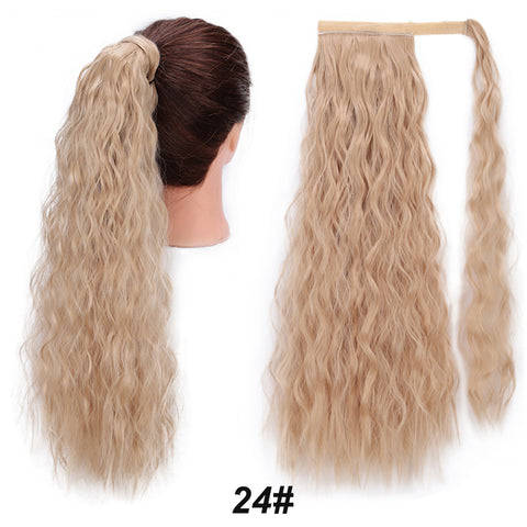 Qp hairMONIXI Synthetic Long Straight Synthetic Wrap Around Clip In Ponytail Hair Extension Heat Resistant Ponytail Fake Hair