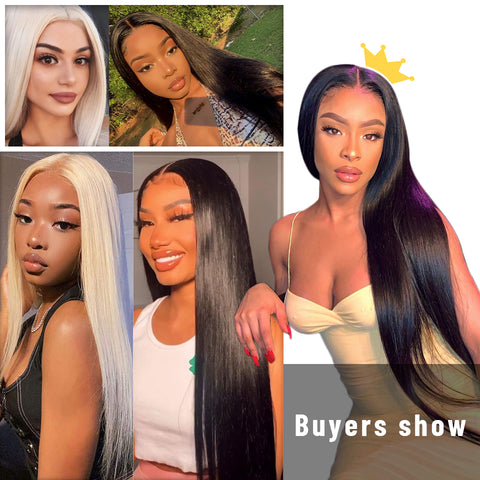 Qp hairMONIXI Synthetic Long Straight Wig Blonde Synthetic Wig for Women Middle Part Natural Black Daily Use Heat Resistant Fake Hair