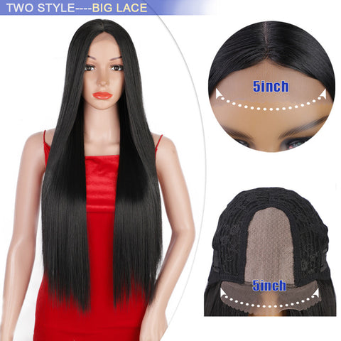 Qp hairMONIXI Synthetic Long Straight Wig Ombre Blonde Wigs for Women Natural Hairline Middle Part Black /Brown/Red Wig