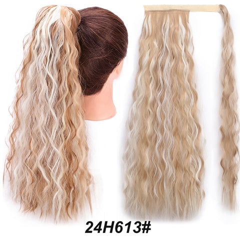 Qp hairMONIXI Synthetic Long Straight Wrap Around Clip In Ponytail Hair Extension Heat Resistant Synthetic Pony Tail Fake Hair