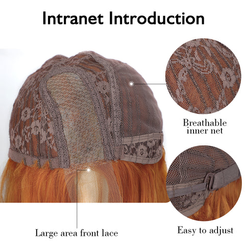 Qp hairMONIXI Synthetic Long Wavy Cosplay Wig Orange Wigs for Women Side Part Natural Black Wig Blonde Pink Cosplay Wig